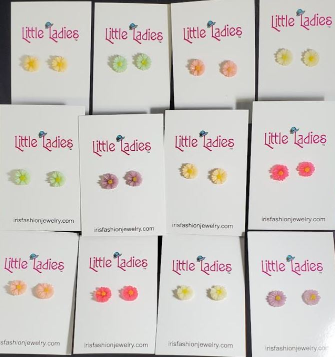 A162 Little Ladies Flower Assortment Earring Pack of 12