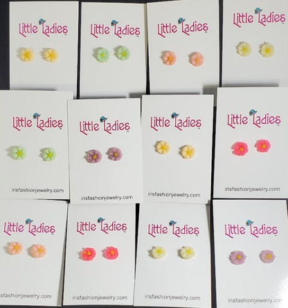 A162 Little Ladies Flower Assortment Earring Pack of 12