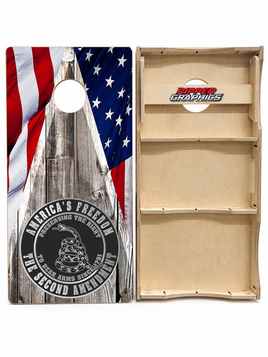 America's Freedom Barnwood Cornhole Design