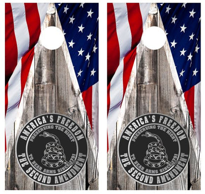 America's Freedom Barnwood Cornhole Design