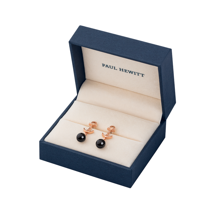 Ohrstecker Anchor Pearl Roségold Onyx