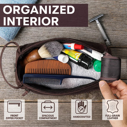 Arden Leather Toiletry Bag for Men (Walnut Brown)