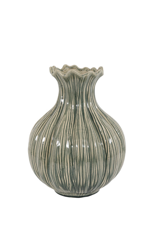 Aven Glazed Vase - Fennel Green