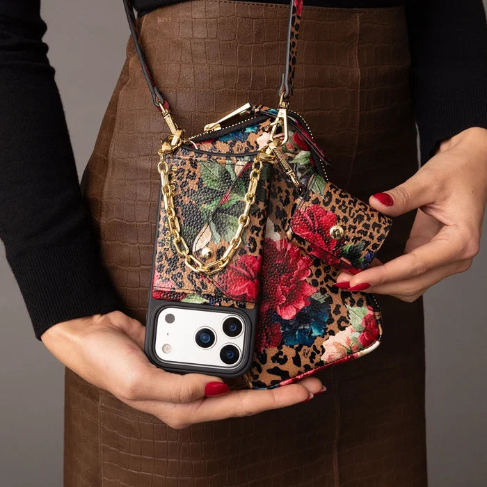 Avery AirPod Clip-On Pouch - Ceci Dark  FloralCheetah/Gold