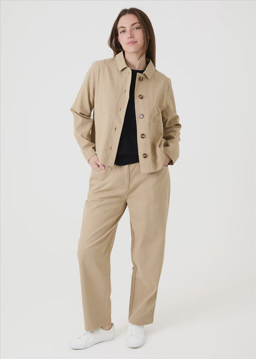 Balloon Leg Twill Trousers - Stone