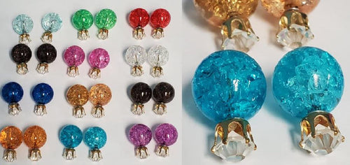 BD32 Rhinestone Icebreaker Double Ball Earring Assortment 12 Pairs