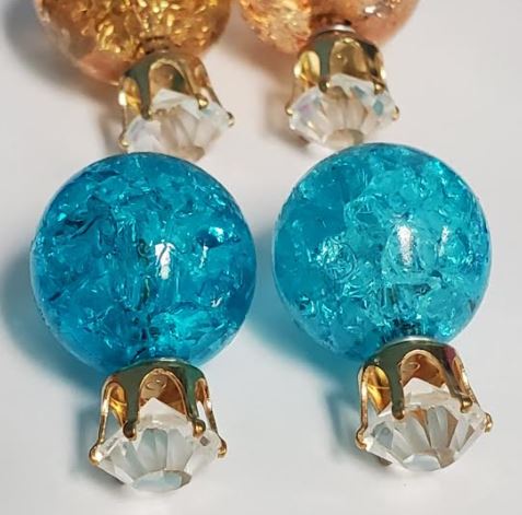 BD32 Rhinestone Icebreaker Double Ball Earring Assortment 12 Pairs