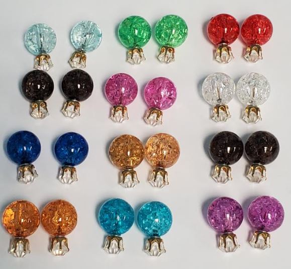 BD32 Rhinestone Icebreaker Double Ball Earring Assortment 12 Pairs
