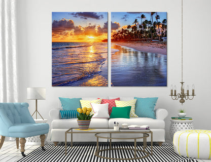 Beach sunset Canvas Print #7035