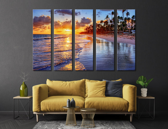 Beach sunset Canvas Print #7035