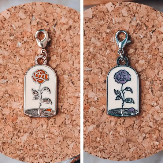 Beauty and The Beast Inspired Enchanted Rose Charm Enamel Pins