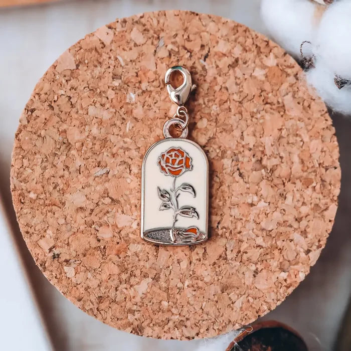 Beauty and The Beast Inspired Enchanted Rose Charm Gold Enamel Pins