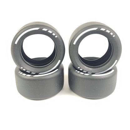 Bedruckter Slick - Reifen im Rennsport, bestehend aus 4 Slick - Reifen und 4 galvanisierten Felgen (4410+15038) - LesDiy -