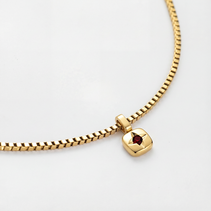Birthstone January Halskette Gold