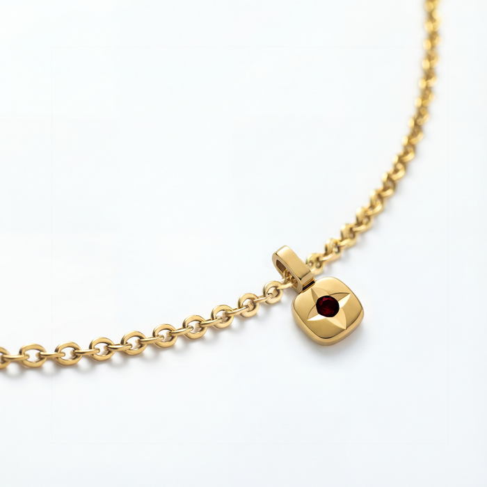 Birthstone January Halskette Gold