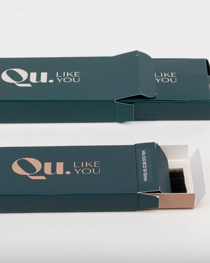 Eyelash Extensions Black (Mixed Length & Curl Set) – 2 Trays Set (5–9 mm & 10–13 mm) Qu.Like You