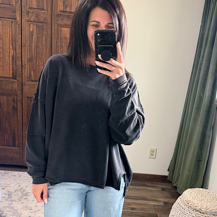 Black Oversized Long Sleeve Top