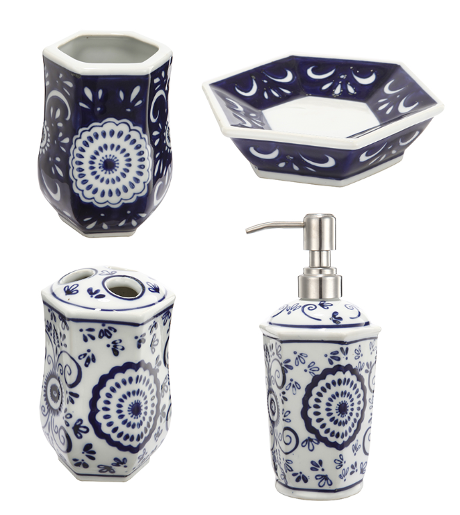 Blue Bath Accessories (4 pieces)