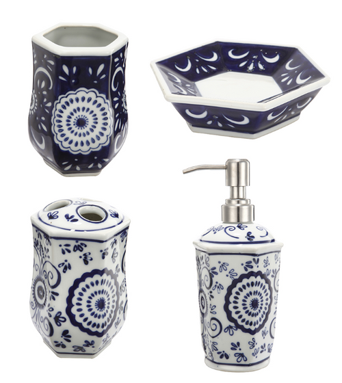 Blue Bath Accessories (4 pieces)
