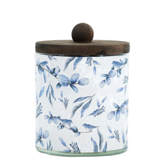 Bluebird Glass Jar w/Wood Lid