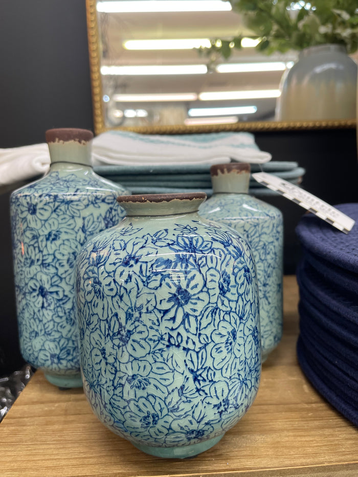 Blue/Blue Print Floral Vase (3 sizes)