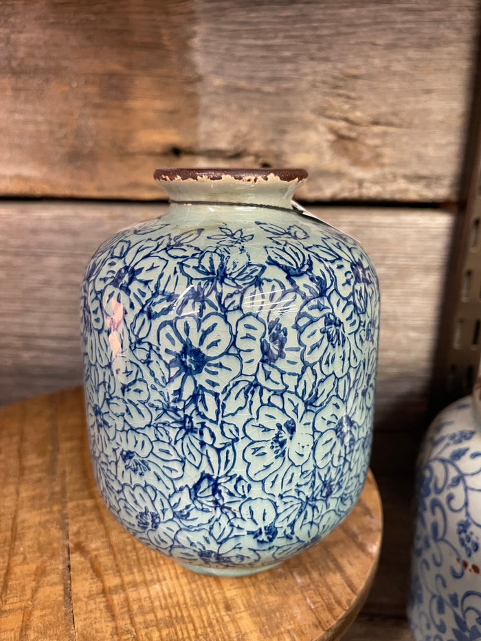 Blue/Blue Print Floral Vase (3 sizes)
