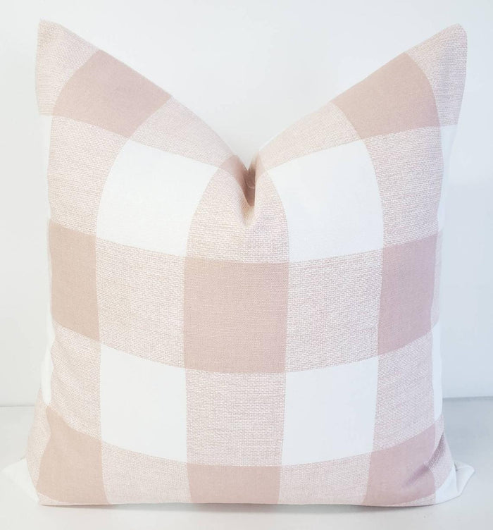 Blush Pink Buffalo Check Pillow Cover