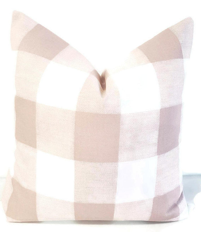 Blush Pink Buffalo Check Pillow Cover
