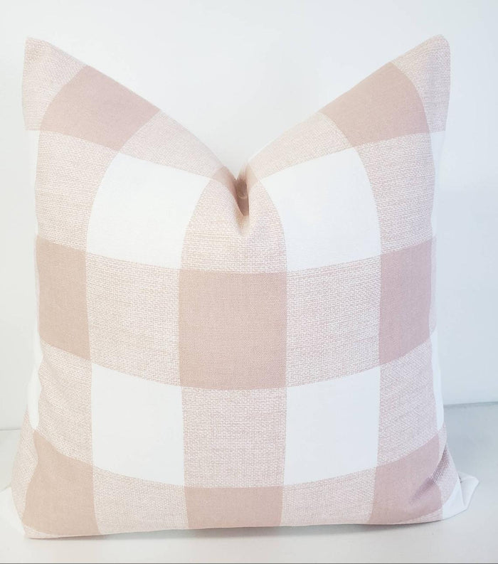 Blush Pink Buffalo Check Pillow Cover