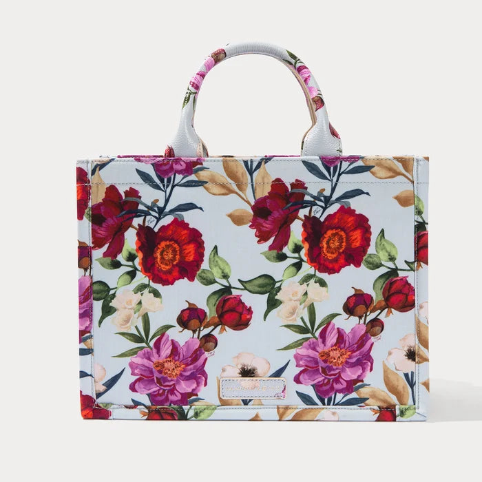 Book Tote - Ceci Blue Floral/Gold