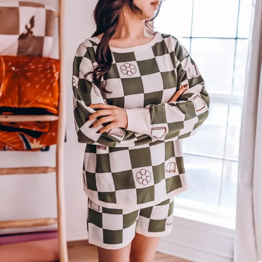 MEMBERS FIRST: Bookish Checker Lounge Set Hoodie