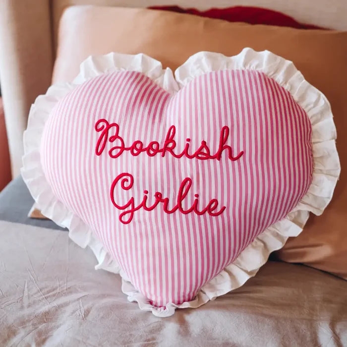 Bookish Girlie Ruffle Throw Pillow Home