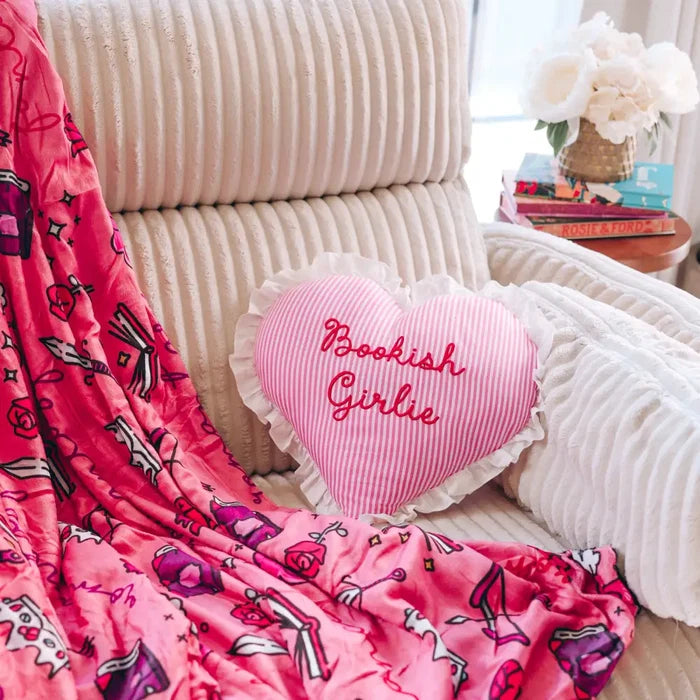 Bookish Girlie Ruffle Throw Pillow Home