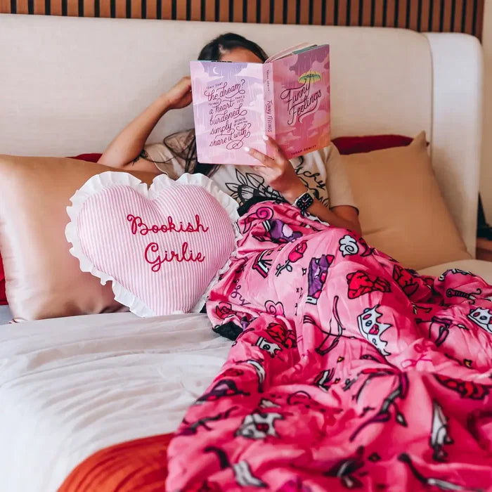 Bookish Girlie Ruffle Throw Pillow Home