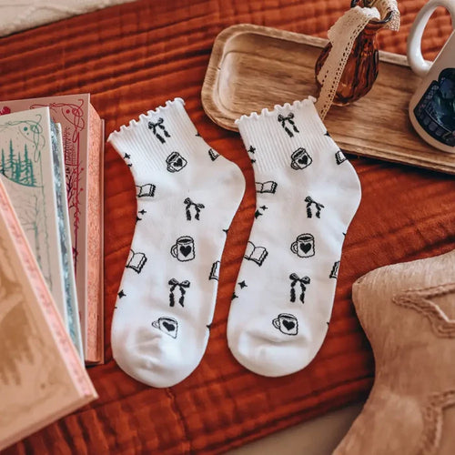 Bookish Ruffle Trim Socks Accessories