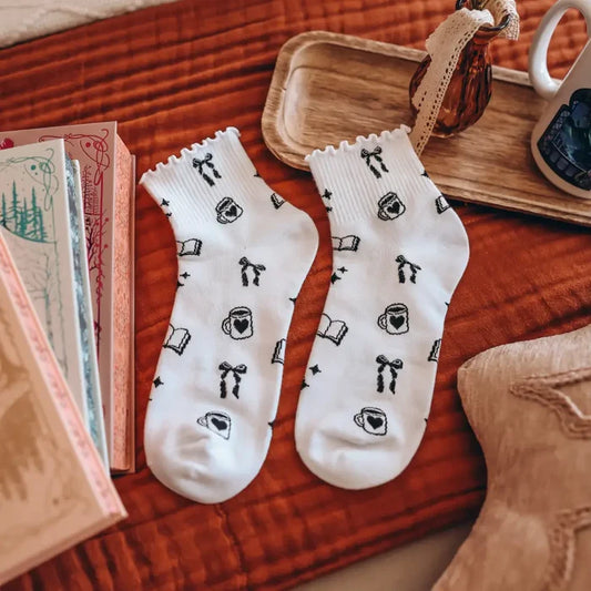 Bookish Ruffle Trim Socks Accessories
