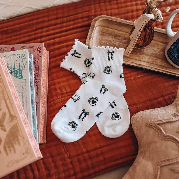 Bookish Ruffle Trim Socks Accessories