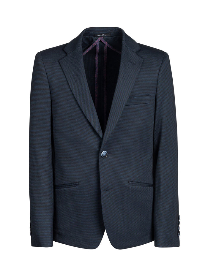 Boy's Basic Stretch Suit - Pin Dot Navy