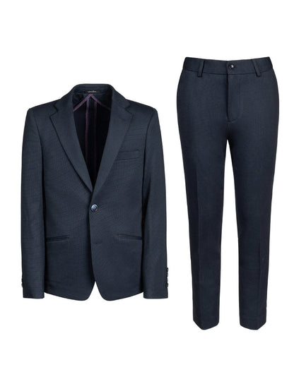 Boy's Basic Stretch Suit - Pin Dot Navy