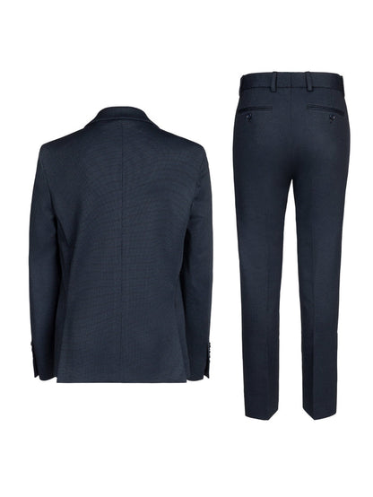 Boy's Basic Stretch Suit - Pin Dot Navy