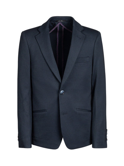 Boy's Basic Stretch Suit Jacket - Pin Dot Navy