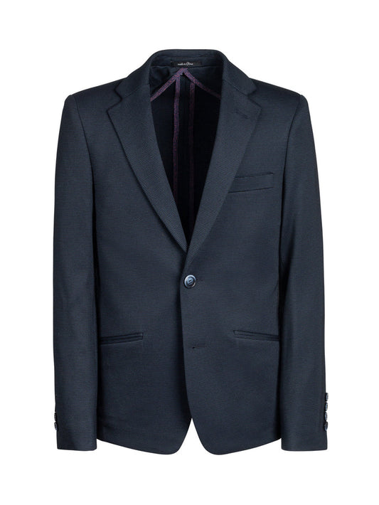 Boy's Basic Stretch Suit Jacket - Pin Dot Navy