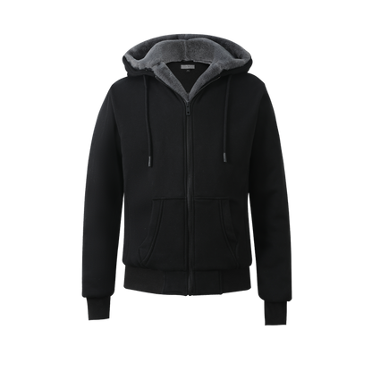 Boy's Black Hoodie with Removable Fur - Charcoal