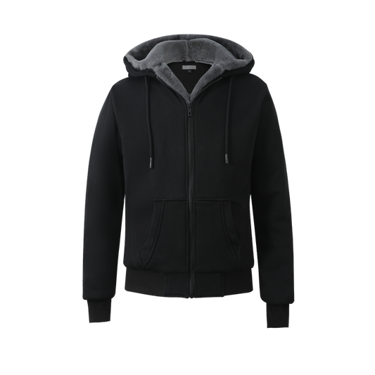 Boy's Black Hoodie with Removable Fur - Charcoal