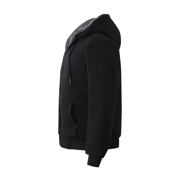 Boy's Black Hoodie with Removable Fur - Charcoal