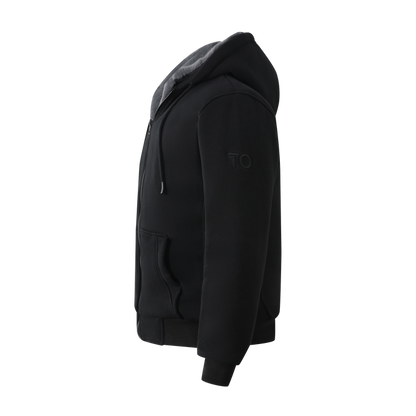 Boy's Black Hoodie with Removable Fur - Charcoal