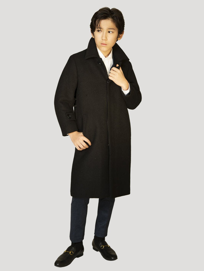 Boy's Charlotte Wool Long Coat - Black