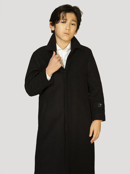 Boy's Charlotte Wool Long Coat - Black