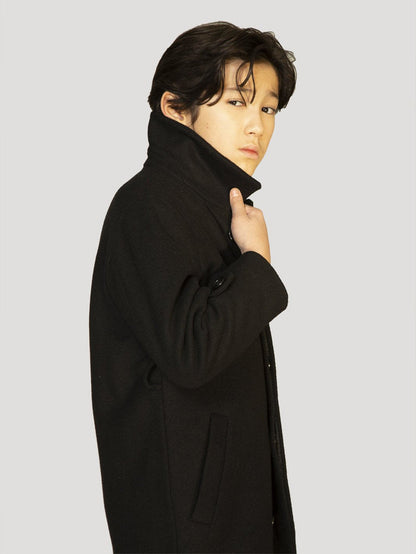 Boy's Charlotte Wool Long Coat - Black