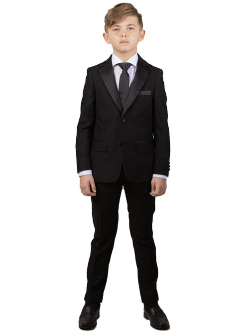 Boy's Notch Lapel Tuxedo - Black